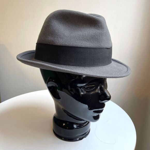 Vintage 1940s - 1950s Bollman USA Botany 500 Light Grey 100% Wool Fedora - Picture 2 of 12